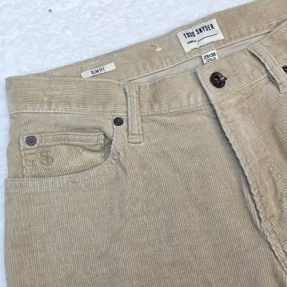 Todd Snyder Stretch Corduroy Pants Beige 5-Pocket Slim Fit Men Size 29/30